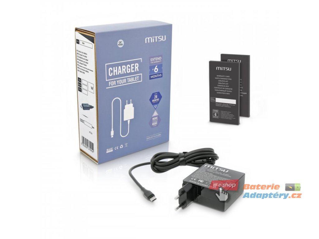 Nabíječka mitsu 65W USB type C USB-C (5V3A, 9V3A, 12V3A, 15V3A, 20V3.25A)