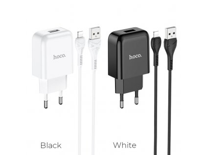 hoco n2 vigour single port wall charger eu set with lightning cable colors