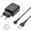 hoco n2 vigour single port wall charger eu set with lightning cable black