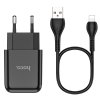 hoco n2 vigour single port wall charger eu set with lightning cable wire