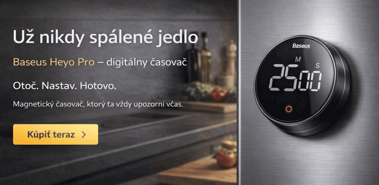 Digitálny časovač, magnetické stopky, Baseus Heyo Pro Dark