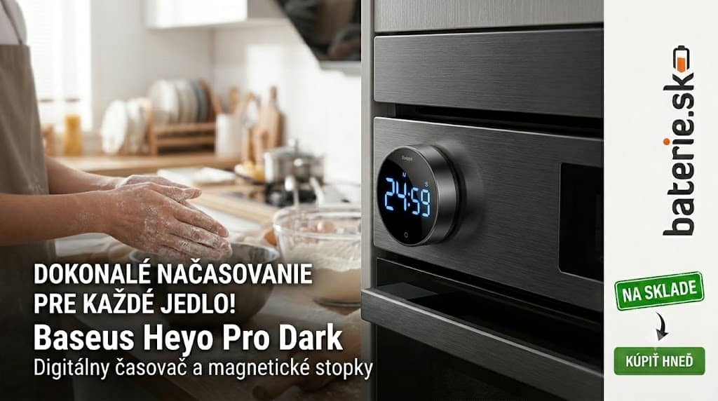Digitálny časovač, magnetické stopky, Baseus Heyo Pro Dark