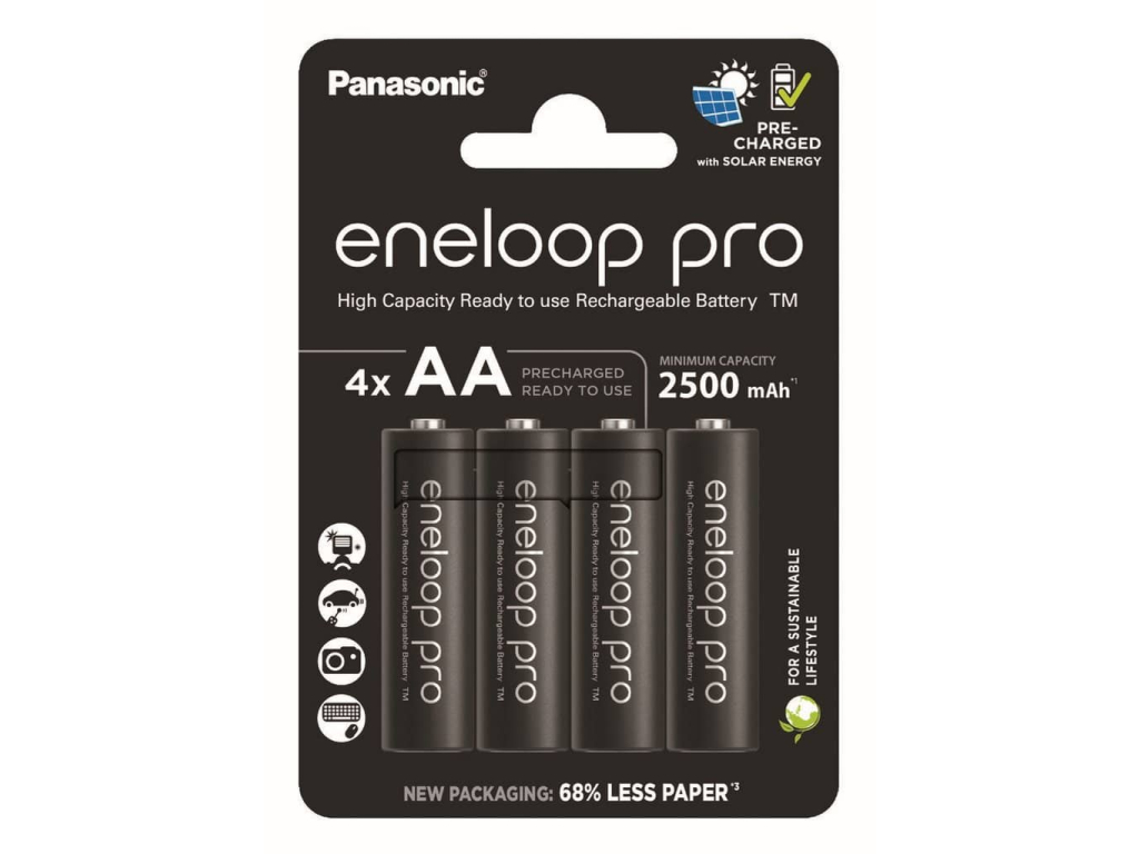 Akumulátory Panasonic eneloop pro BK 3HCDE 4BE 2500 mAh AA 4 ks blister