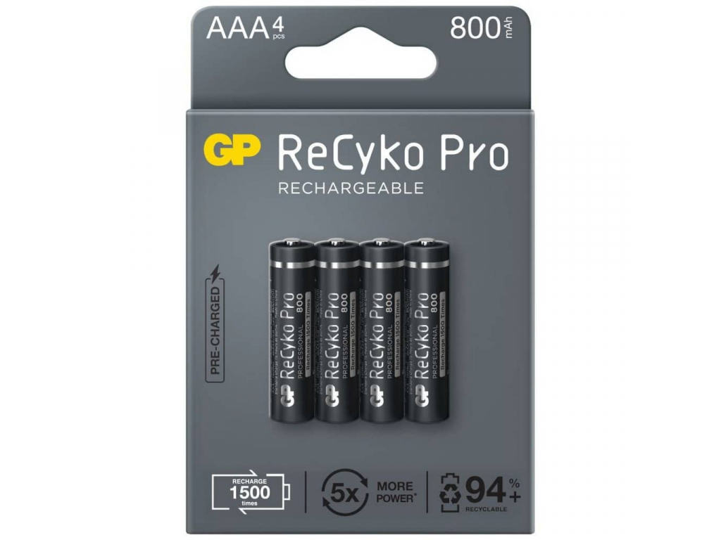Nabíjacie batérie R03 AAA GP ReCyko+ Pro Professional 800 mAh 4 ks blister