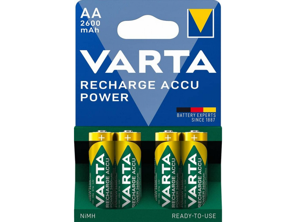 Batérie AA VARTA Ready 2 Use 5716 tužkové R6 nabíjacie 2600 mAh 4 ks |  Baterie.sk