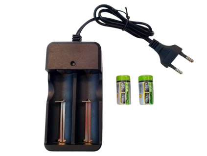 Nabíjačka pre 2 ks batérie CR123A + 2 ks batérie RCR123A 650 mAh 3.0V