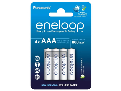 Panasonic akumulátory eneloop AAA 800 mAh mikrotužkové 4 ks blister BK 4MCCE 4BE
