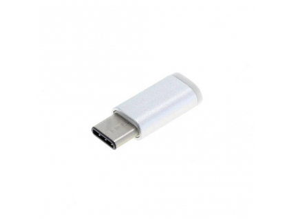 Adaptér Micro USB 2.0 na USB C konektor strieborný