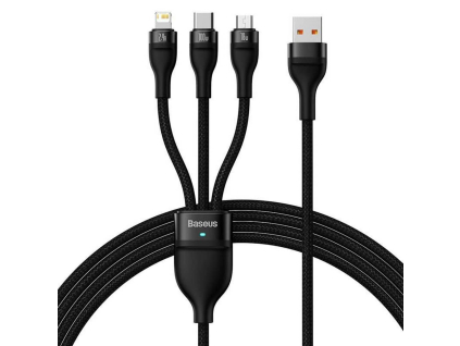 Dátový kábel Baseus s nabíjaním 3v1 USB C, micro USB, Lightning 120 cm