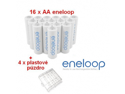 Panasonic akumulátory eneloop AA 2000 mAh tužkové 16 ks + 4 x púzdro na batérie ZDARMA