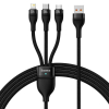 Dátový kábel Baseus s nabíjaním 3v1 USB C, micro USB, Lightning 120 cm