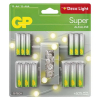 Batérie GP Super Alkaline AA 12 x + AAA 12 x + LED reťaz