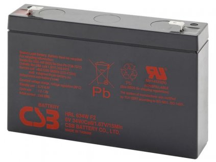 CSB 6V 9Ah olověný akumulátor HighRate F2 (8-10 let) (HRL634WF2)