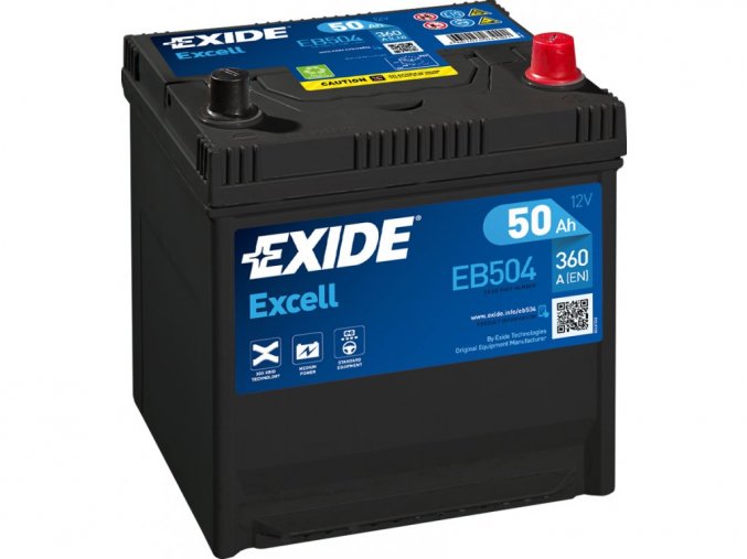 303 autobaterie exide excell 50ah 360a 12v eb504