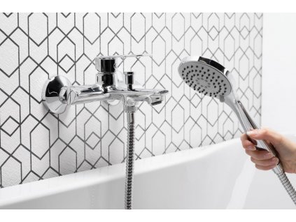 picture AGAT wall mounted bath mixer with a point fixed shower set4