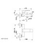 technical drawing AGAT wall mounted bath mixer with a point fixed shower set1