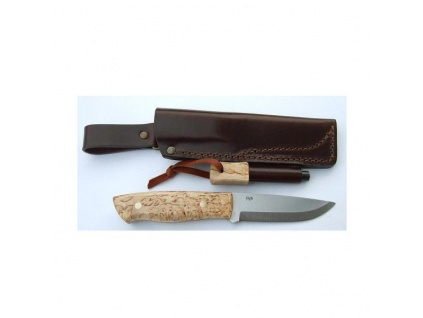 EnZo Trapper 95 O1 Knife/Curly Birch/Firesteel