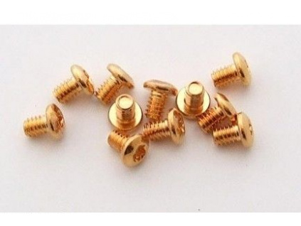 Gold plated button screws 3,6 mm M2 x10
