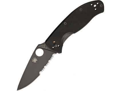 Spyderco Tenacious Black Part Serrated Black Blade