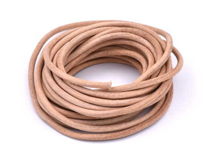 Leather strip round natural 4mm /5m