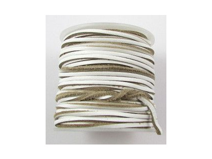 Leather stripe flat White 2mm