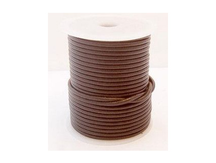 Leather stripe round brown 3mm