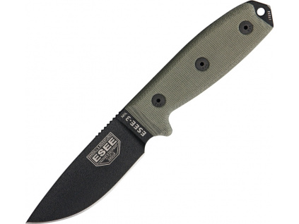 Pevný nôž Esee Model 3MIL Plain Edge Green canvas micarta