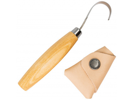 Rezbársky nôž pre ľavákov Mora Wood Carving Hook Knife 164 s koženým puzdrom
