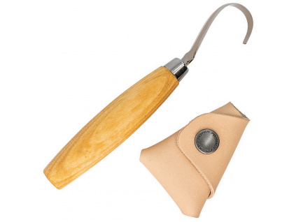 Rezbársky nôž pre pravákov Mora Wood Carving Hook Knife 164 s koženým puzdrom