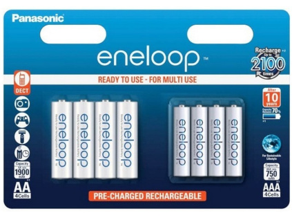 Dobíjacie batérie BK-KJMCCE44E Panasonic Eneloop AA 1900 mAh 4ks + AAA 750 mAh 4ks KJMCCE4