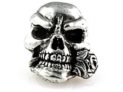 Kovová korála Schmuckatelli Co Rose Skull Bead Pewter