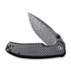 CIVIVIKnifePintailC2020DS 1TwillCarbonFiberOverlayOnBlackG10HandleBlackHandRubbedDamascusBlade 3 700x