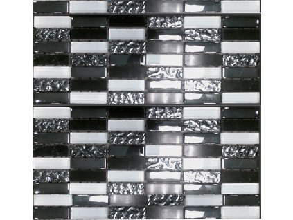 STONEGLASS BLACK/WHITE 30x30 MOZAIKA - MOSBLWH