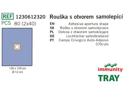 Serweta 120x150 cm z otworem samoprzylepnym śr. 12 cm jał.