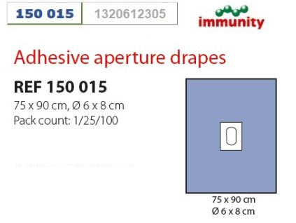 150 015 Serweta przylepna 75x90cm, otwór 6x8cm IMMUNITY