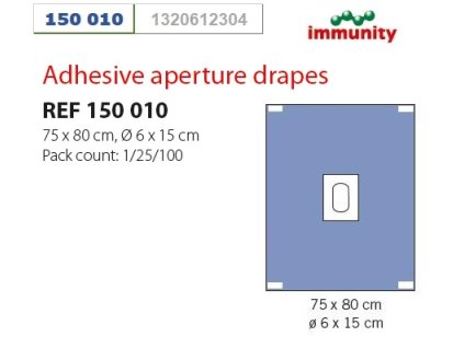 150 010 Serweta przylepna 75x80cm, otwór 6x15cm IMMUNITY