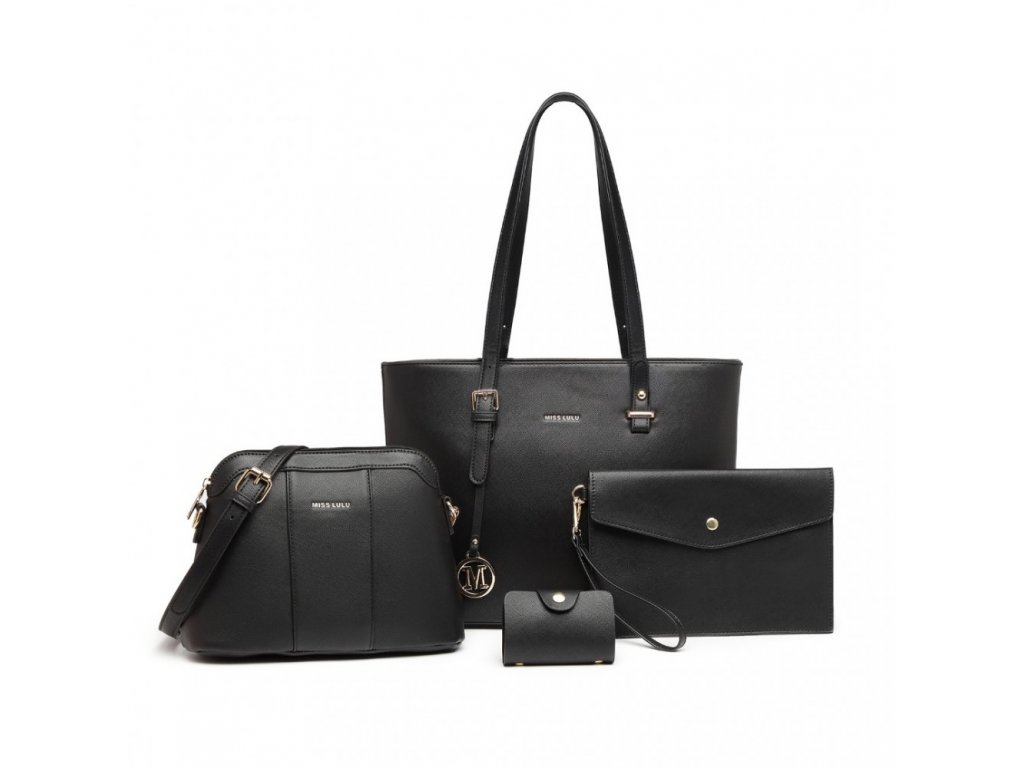 Set 4 produktov - biznis kabelka, crossbody kabelka, listová kabelka a dokladovka  Miss Lulu  čierny