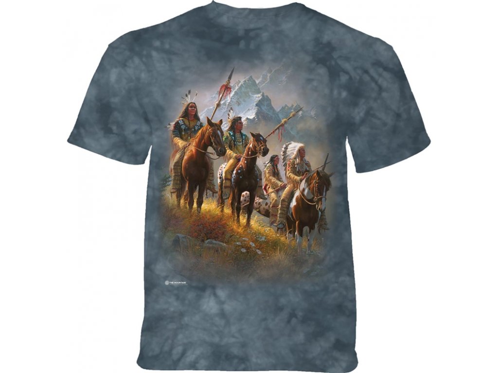 Pánske batikované tričko The Mountain - Indiánsky kmeň - modré