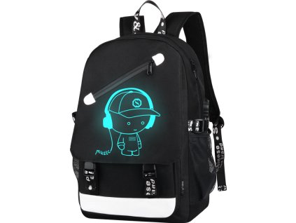Školský svietiací batoh Senkey I love music - čierny - 19,3L