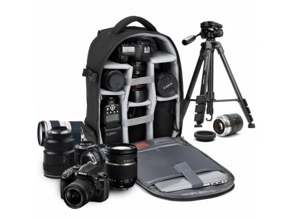 Špeciálny vodeodolný a protiotrasový batoh na fotoaparát KONO - čierny