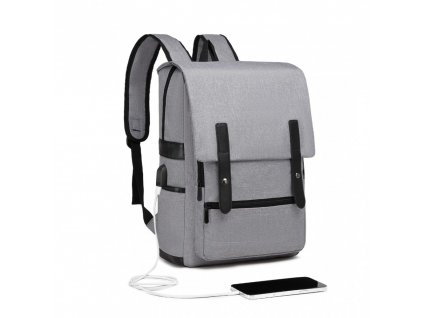 Praktický unisex batoh s USB portom KONO Balance - sivý