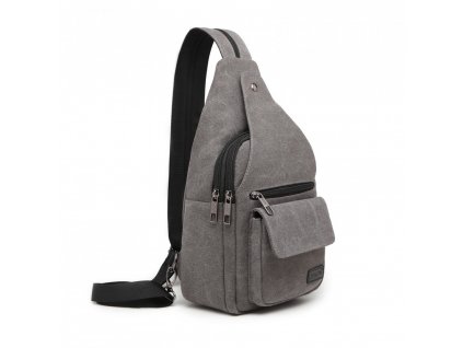 Úzky pánsky crossbody batoh casual canvas Kono - sivý