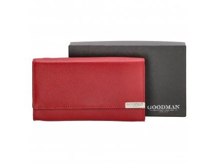 Luxusná kožená dámska peňaženka Goodman v krabičke - červená