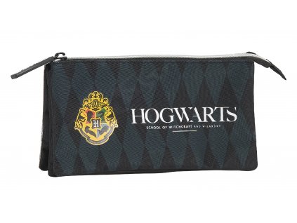 SAFTA trojkomorový peračník Harry Potter Hogwarts - sivý