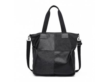 KONO dámska maxi taška na rameno s kontrastnými panelmi EH2221 - 25L - čierna
