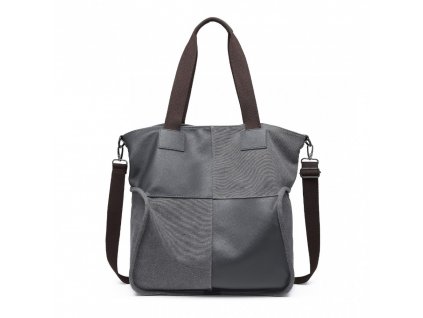 KONO dámska maxi taška na rameno s kontrastnými panelmi EH2221 - 25L - sivá