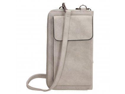 Dámska kabelka na telefón / peňaženka s popruhom cez rameno Beagles Rebelle - svetlo sivá - na výšku