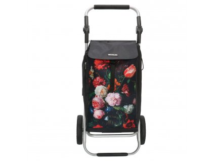 Nákupná taška na kolieskach Beagles Alberic Flower - čierna s kvetinami 41,76L