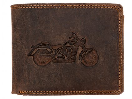 Kožená pánska peňaženka Wild s motorkou - hnedá