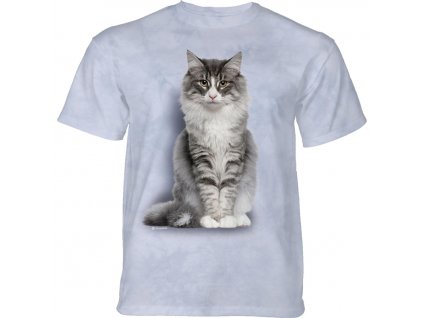 Pánske batikované tričko The Mountain - Sediaca mačka - modré